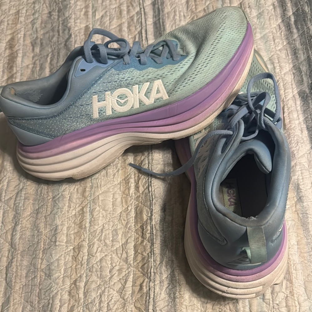 Hoka Blue and Purple Athletic Shoes with Cushioned Sole